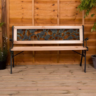 3 Seater Garden Wooden Bench - Rose