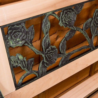 3 Seater Garden Wooden Bench - Rose - 5