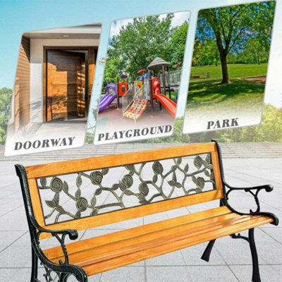 3 Seater Garden Wooden Bench - Rose - 7