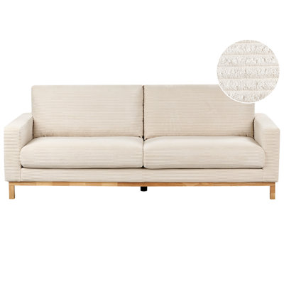 3 Seater Jumbo Cord Sofa Light Beige SIGGARD