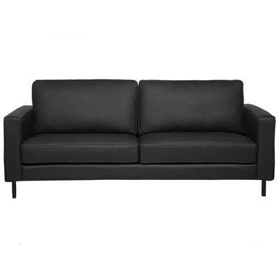 3 Seater Leather Sofa Black SAVALEN