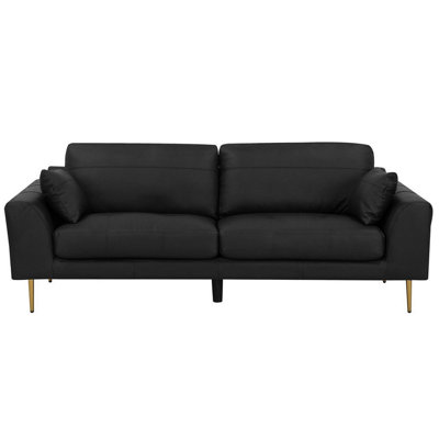 3 Seater Leather Sofa Black TORGET