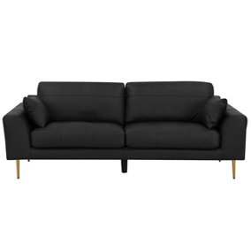 3 Seater Leather Sofa Black TORGET