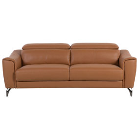3 Seater Leather Sofa Golden Brown NARWIK