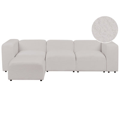 3 Seater Modular Boucle Sofa with Ottoman Light Grey FALSTERBO