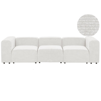 3 Seater Modular Corduroy Sofa White FALSTERBO