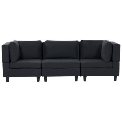 3-Seater Modular Fabric Sofa Black UNSTAD