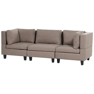3-Seater Modular Fabric Sofa Brown UNSTAD
