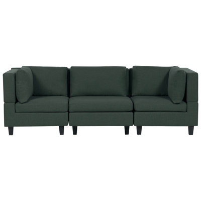 3-Seater Modular Fabric Sofa Dark Green UNSTAD