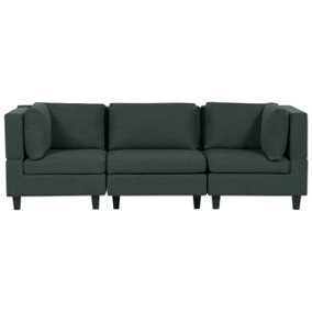 3-Seater Modular Fabric Sofa Dark Green UNSTAD