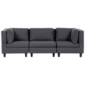 3-Seater Modular Fabric Sofa Dark Grey UNSTAD