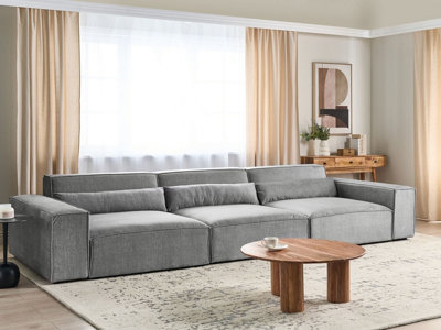 3 Seater Modular Fabric Sofa Grey HELLNAR