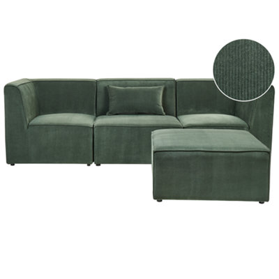 3 Seater Modular Jumbo Cord Sofa with Ottoman Dark Green LEMVIG