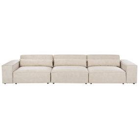 3 Seater Modular Velvet Sofa Beige HELLNAR
