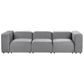 3 Seater Modular Velvet Sofa Grey FALSTERBO