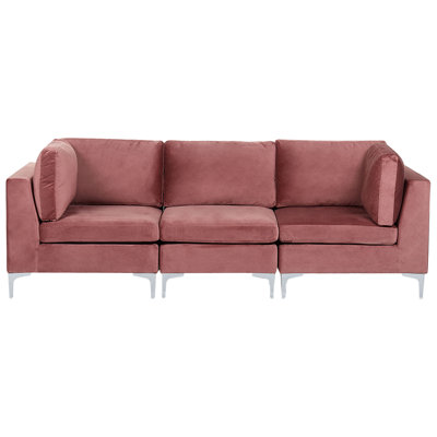 3 Seater Modular Velvet Sofa Pink EVJA