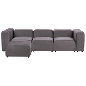 3 Seater Modular Velvet Sofa with Ottoman Dark Grey FALSTERBO