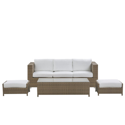 3 Seater PE Rattan Garden Sofa Set White BELLUNO