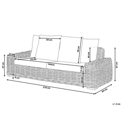 3 Seater Rattan Garden Sofa Natural FORLI - 3