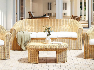 3 Seater Sofa 3 Seater Rattan Natural LIVADEIA