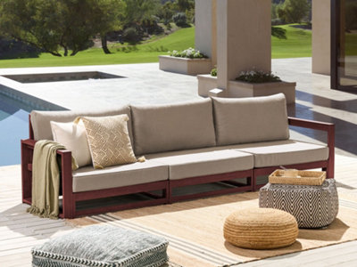 3 Seater Sofa 3 Seater Wood Dark Red TIMOR