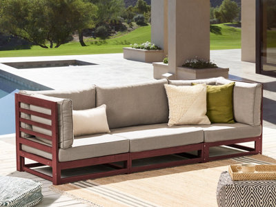 3 Seater Sofa 3 Seater Wood Dark Red TRANI
