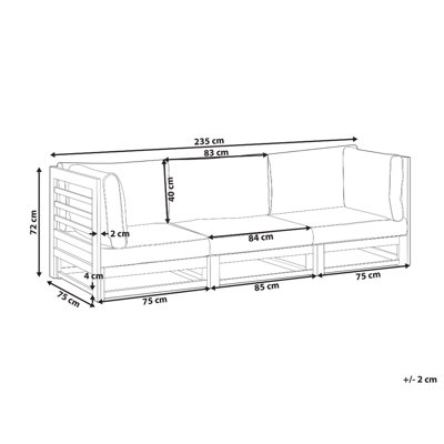 3 Seater Sofa 3 Seater Wood Dark Red TRANI - 3