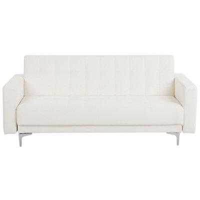 3 Seater Sofa ABERDEEN White Faux Leather