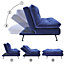 3 Seater Sofa Bed Fabric Upholstered Couch Sofabed with 2 Pillows in Blue