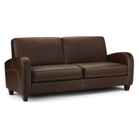 3 Seater Sofa - Brown Faux Leather