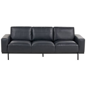 3 Seater Sofa Faux Leather Black SOVIK