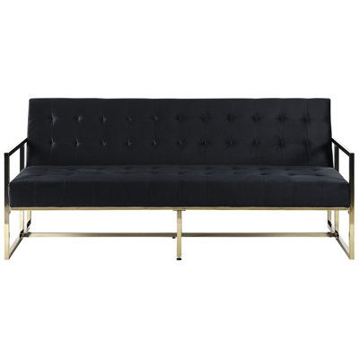 3 Seater Sofa MARSTAL Black Velvet