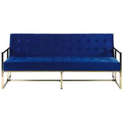 3 Seater Sofa MARSTAL Navy Blue Velvet