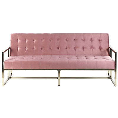 3 Seater Sofa MARSTAL Pink Velvet