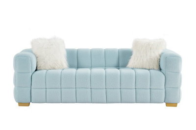 Teddy Fabric 3 Seater Sofa Removable Back and Seat Cushions Couch with 2  Throw Pillows and Square Arms for Living Room Sofa - Bed Bath & Beyond -  38428878