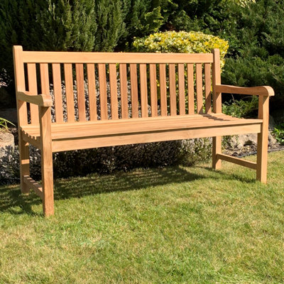 3 Seater Straight Back Bench - Wood - L53 x W150 x H93 cm