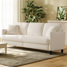 3 Seater Teddy Fleece Upholstered Sofa with Extra Deep Seats, Off-White