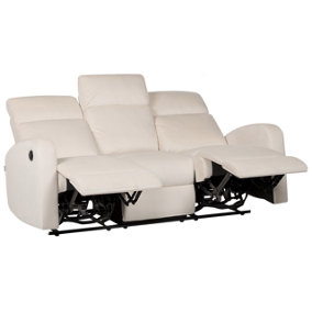 3 Seater Velvet Electric Recliner Sofa White VERDAL