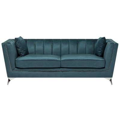 3 Seater Velvet Fabric Sofa Teal GAULA