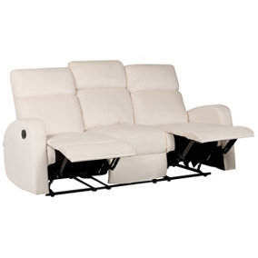3 Seater Velvet Manual Recliner Sofa White VERDAL