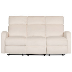 3 Seater Velvet Manual Recliner Sofa White VERDAL