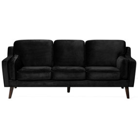 3 Seater Velvet Sofa Black LOKKA