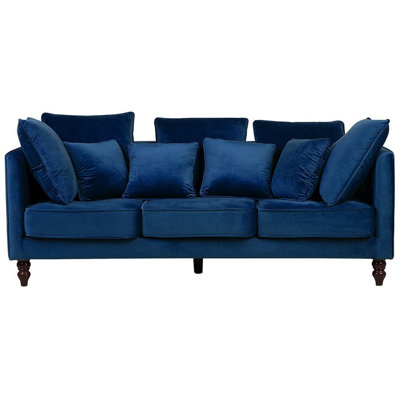 3 Seater Velvet Sofa Blue FENSTAD