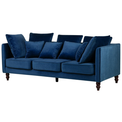 3 Seater Velvet Sofa Blue FENSTAD