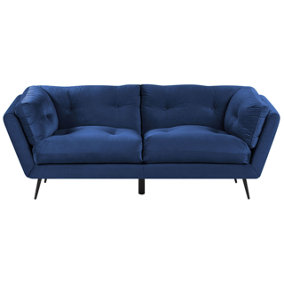 3 Seater Velvet Sofa Blue LENVIK