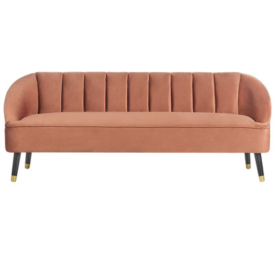 3 Seater Velvet Sofa Golden Brown ALSVAG