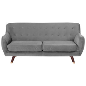 3 Seater Velvet Sofa Grey BODO