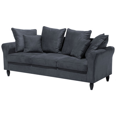 3 Seater Velvet Sofa Grey BORNHOLM