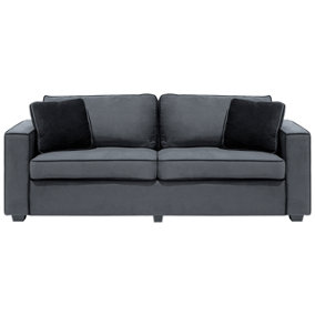 3 Seater Velvet Sofa Grey FALUN