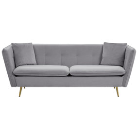 3 Seater Velvet Sofa Grey FREDERICA